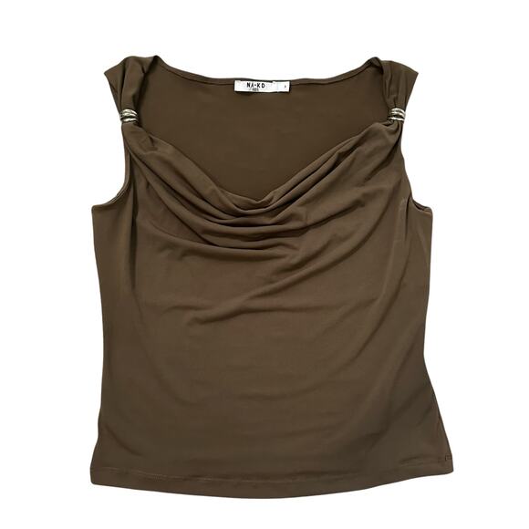 NA-KD brown cowlneck off the shoulder top top size S - Picture 11 of 11